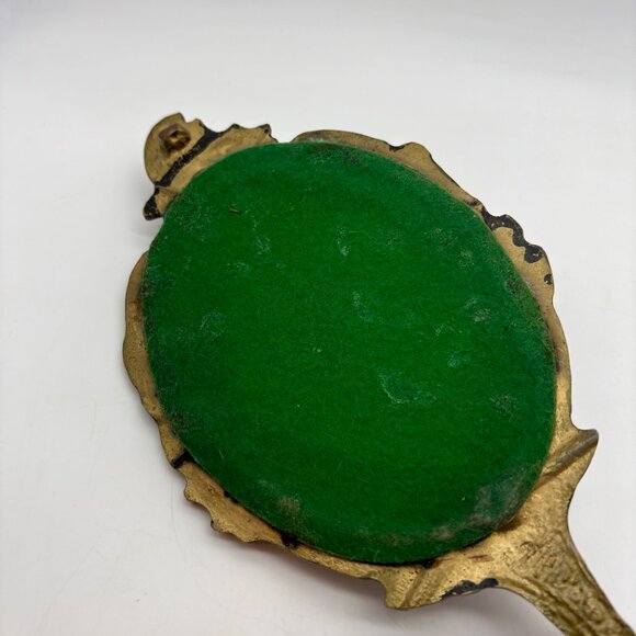Vintage Brass Oval Hand Held Antique Style Vanity Collectible Mirror - Picture 15 of 16